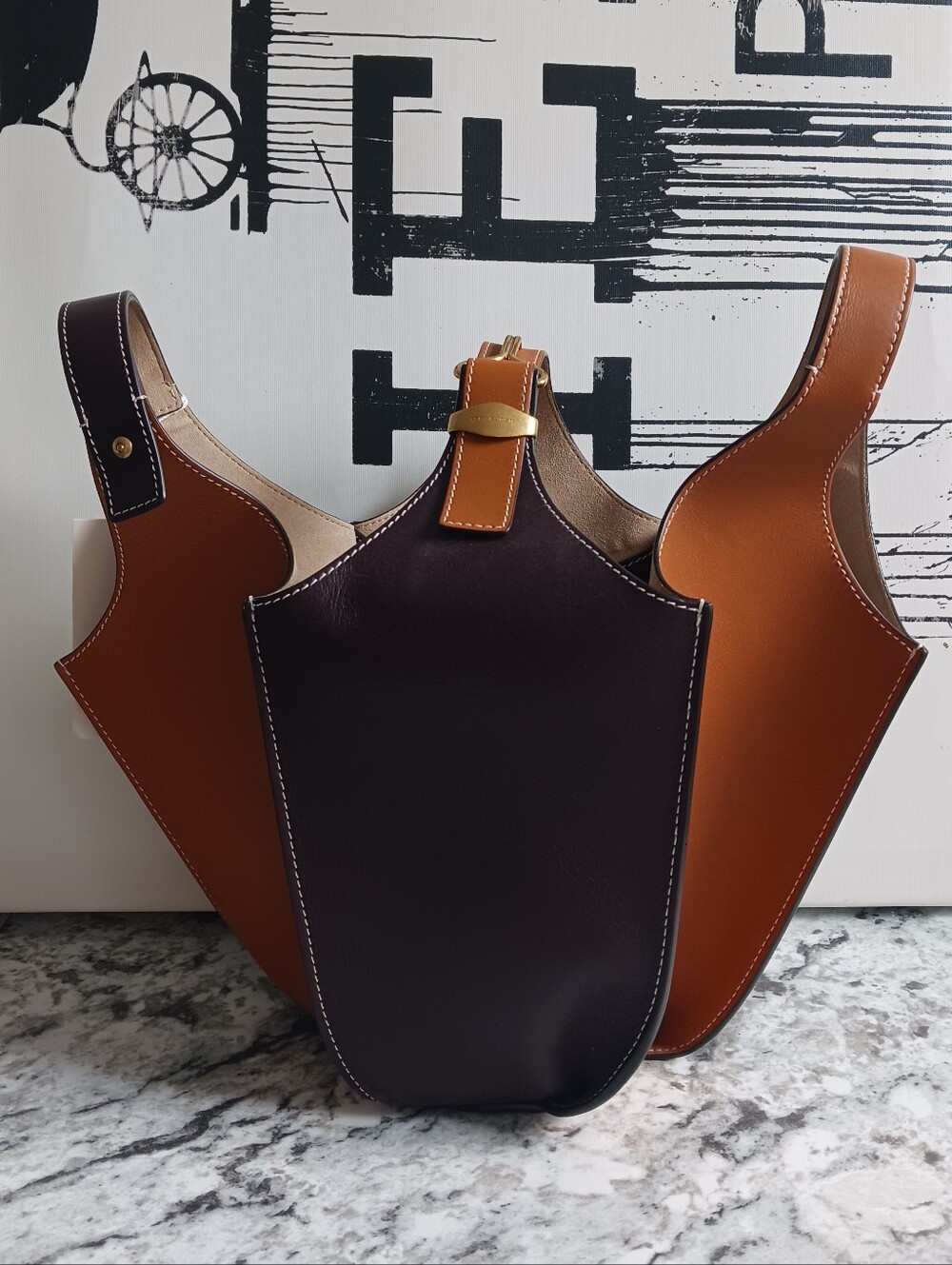 NWT Tory Burch Block Lampshade Bucket Bag, Handbag,coconut Sugar Borscht Brown